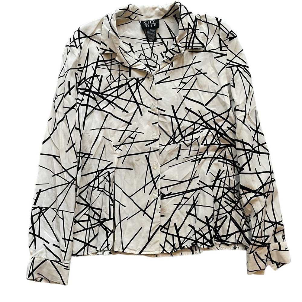 Vintage Silk B&W Blouse